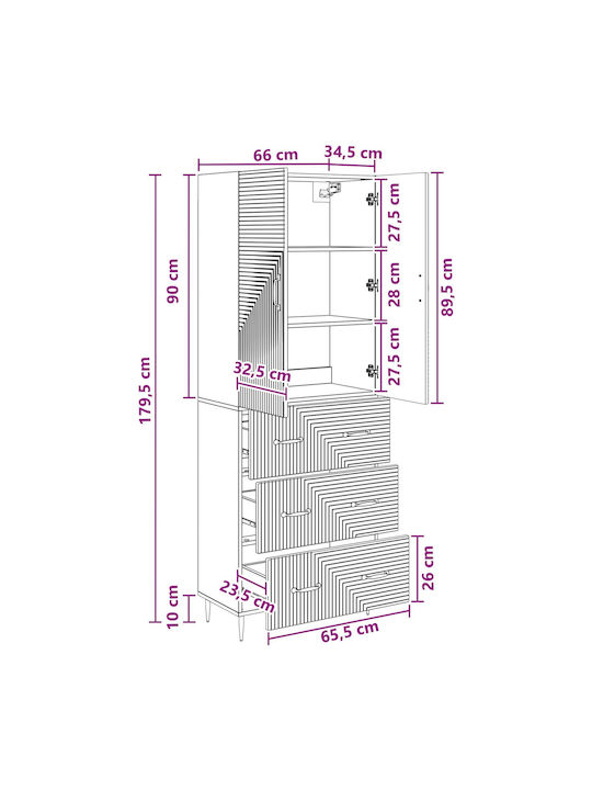 Шкаф за дневна от ПДЧ Старинно Дърво 66x34.5x90см