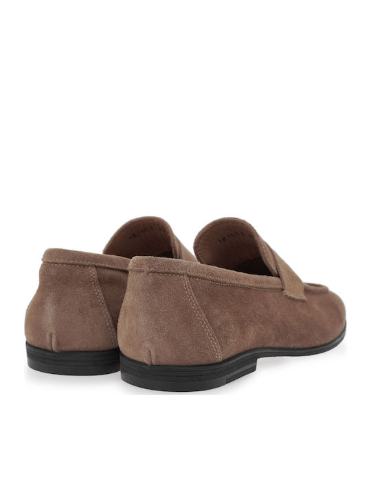 Suede Men's Loafers in Tabac Brown Colour