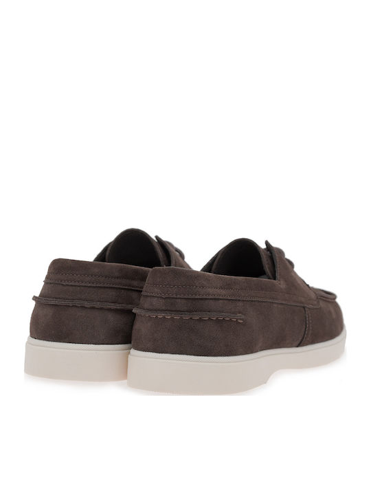 Suede Men's Boat Shoes in Brown Colour