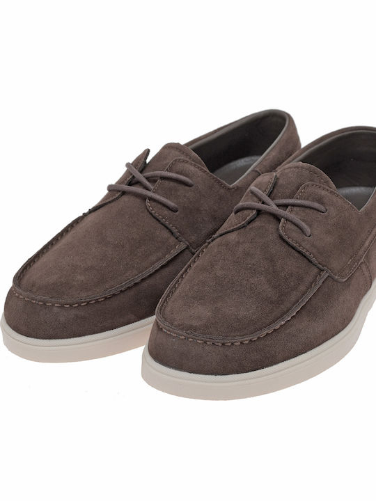 Suede Men's Boat Shoes in Brown Colour