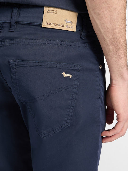 Pantaloni Elastic În Croială Slim Culoare Albastru Închis