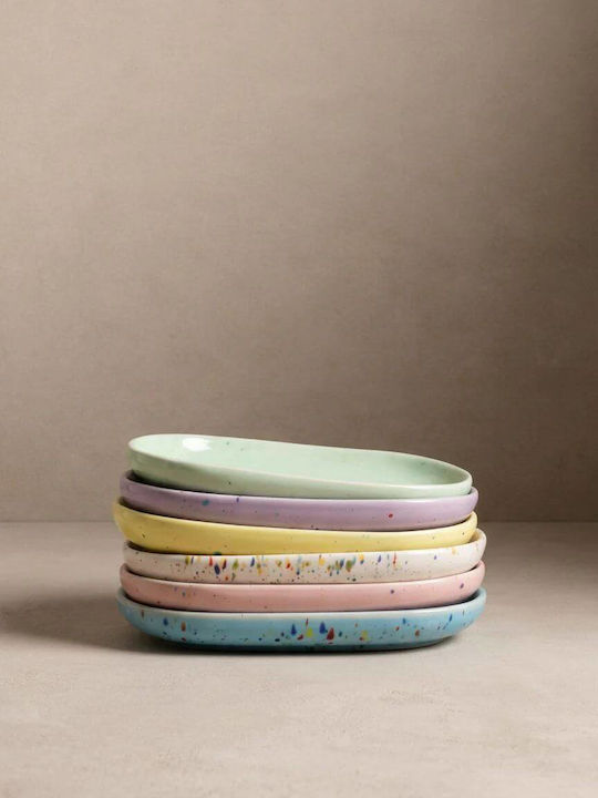 Egg Back Home Decorative Ceramic Oval Tray 18x9.5x2cm 6 Pieces