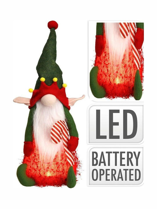 Beleuchtete Weihnachtsfigur Plüsch Elf Weiß Höhe 51cm