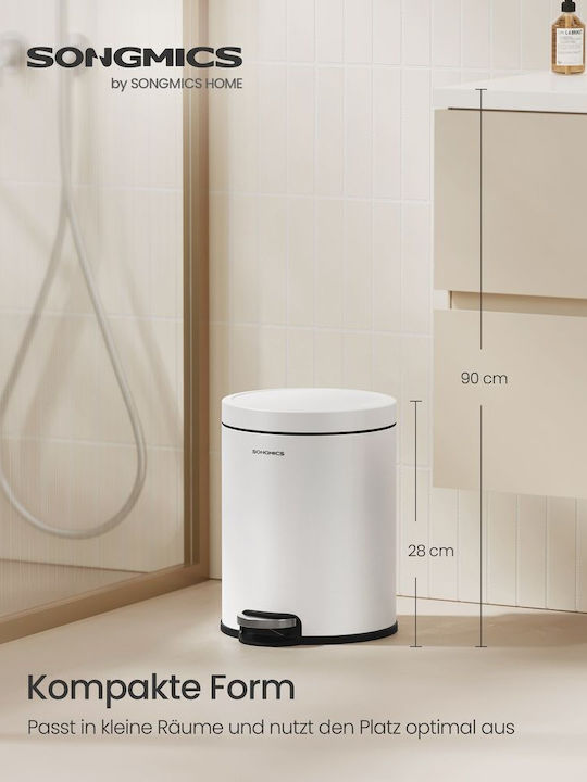 Songmics Inox Badezimmer Mülleimer Soft Close 6lt Weiß