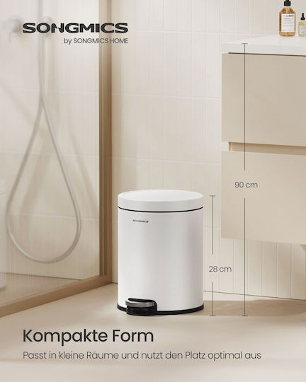 Songmics Inox Καλαθάκι Μπάνιου Soft Close 6lt Λευκό
