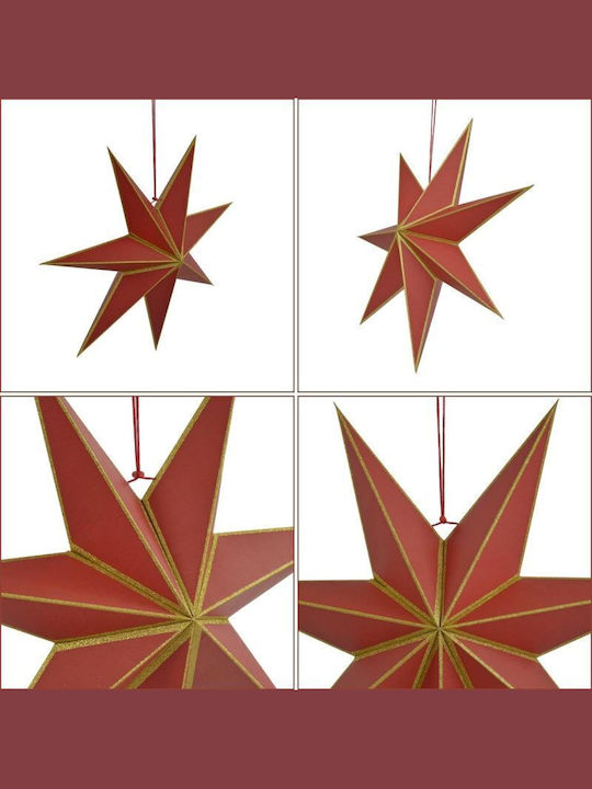 Mica Christmas Decorative Pendant Star Illuminated Paper Red 18x60cm