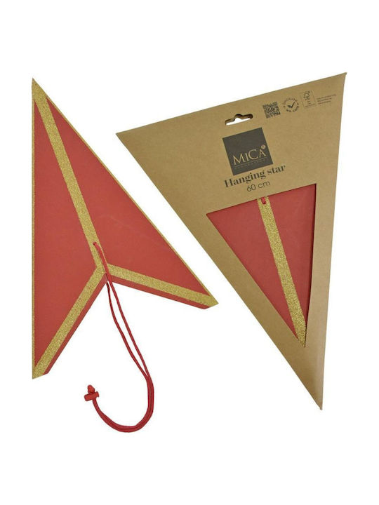 Mica Christmas Decorative Pendant Star Illuminated Paper Red 18x60cm