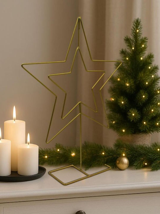 Mica Christmas Decorative Star Metal Gold 40x10x50cm