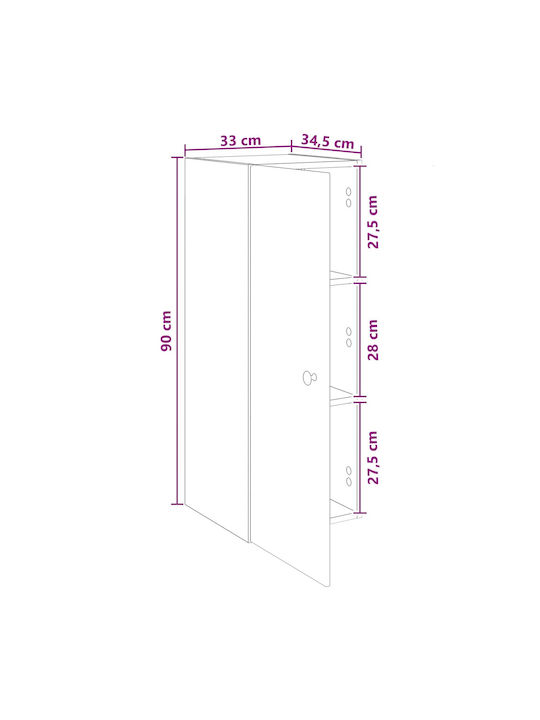 Dulap Suspendat Negru 33x34.5x90 cm