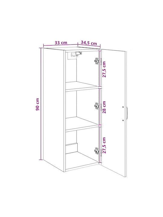 Dulap Suspendat Negru 33x34.5x90 cm