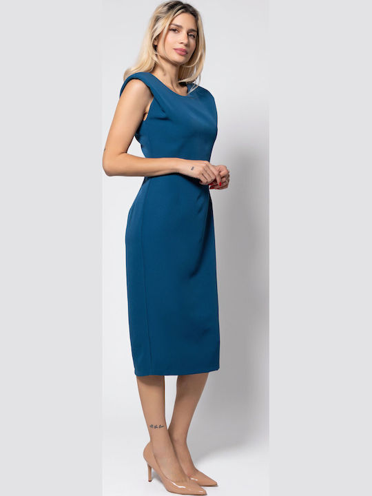 Sommer Midi Damenkleid Ärmellos Petrol