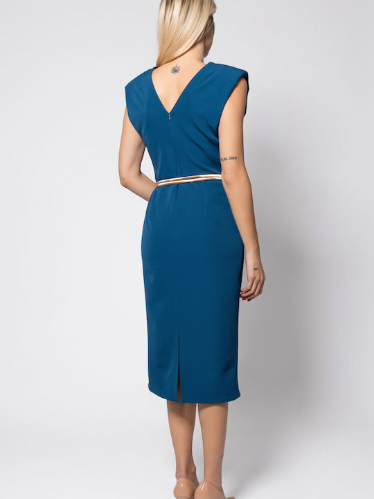 Sommer Midi Damenkleid Ärmellos Petrol