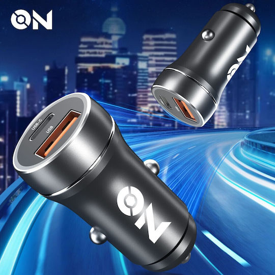 Auto Gs Φορτιστής Αυτοκινήτου με Θύρες: 1xUSB 1xType-C