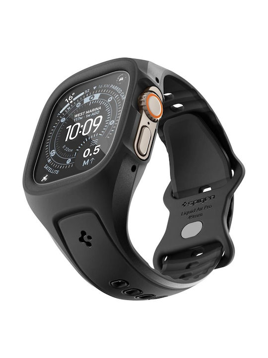 Spigen Spigen Liquid Air Pro & Tempered Glass Apple Watch Ultra 1 2 3 49 Mm Black