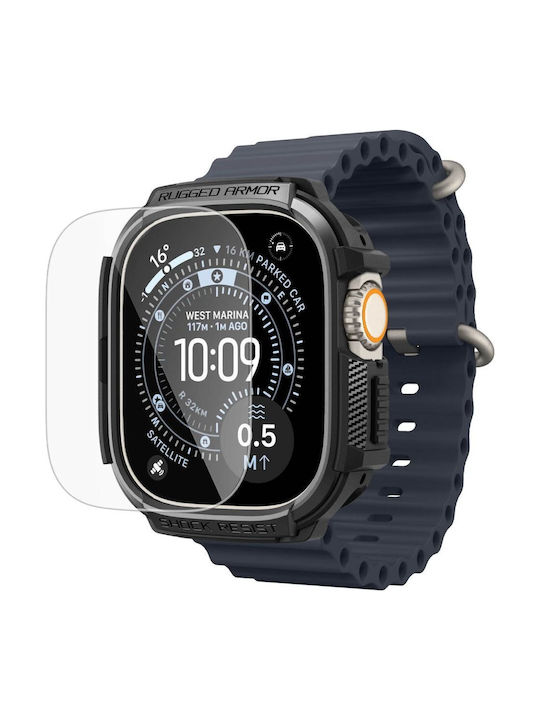 Spigen Spigen Rugged Armor & Tempered Glass Apple Watch Ultra 1 2 3 49 Mm Matte Black