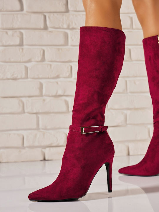 Cizme Dama Suede Burgundy