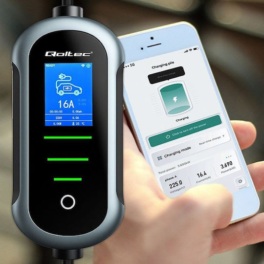 Qoltec Portable Three-Phase 11kW Charging Station with Built-in Cable Type 2 (52436)