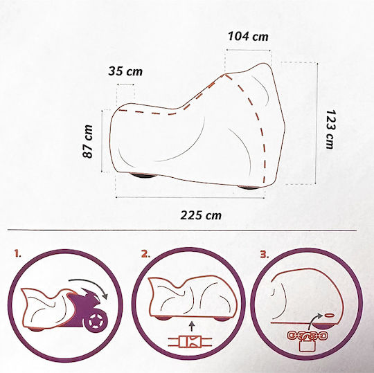 CarPassion Κουκούλα Μηχανής Medium Μ225xΠ123xΥ104εκ.