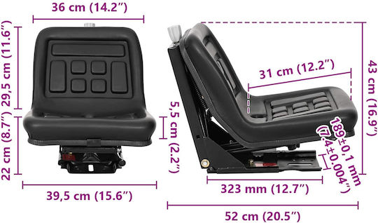 Scaun Tractor Cu Suspensie Negru 39,5 X 52 X 43 Cm 42008360 Negru