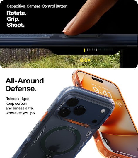 Torras Ostand Spin Air Калъф За Iphone 17 Pro Съвместим С Magsafe Полунощносин