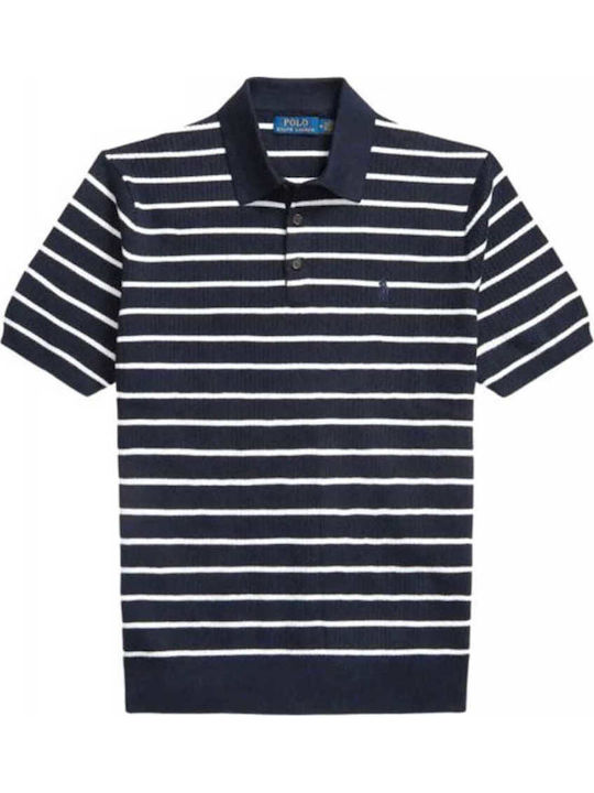 Polo Short Sleeve Blouse Dark Blue/White