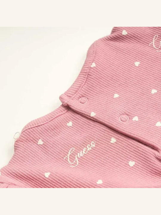 Guess Baby Bodysuit Set Long-Sleeved with Pants Pink 2pcs