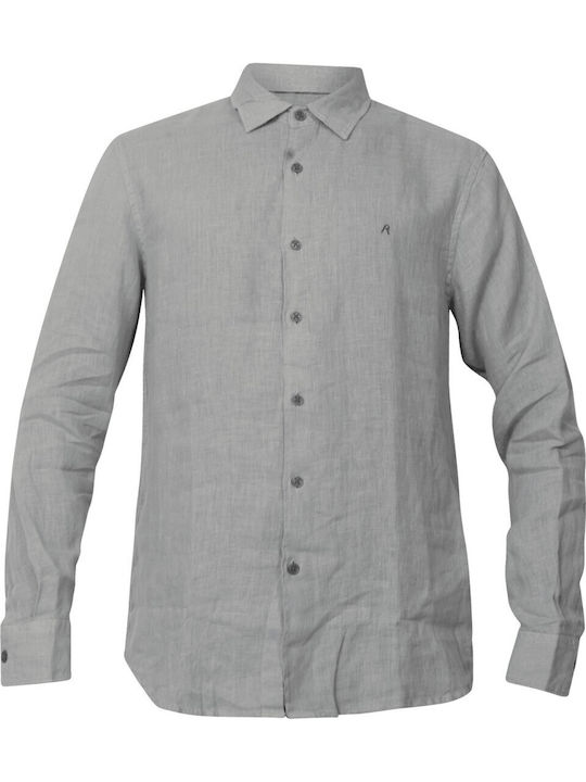 Long Sleeve Linen Shirt Pewter Blue