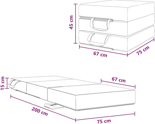 Πολυθρόνα Κρεβάτι Ανοιχτό Γκρι 75x67x45cm