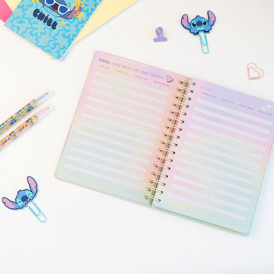 Academic Diary Spiral Hardcover 2026/2027 Weekly 12 Months 15x21cm Disney Lilo & Stitch