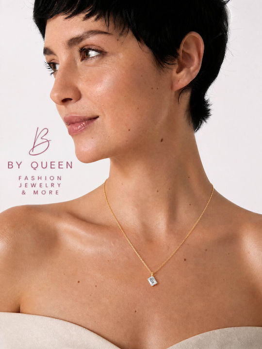 By Queen Luxury Jewelry Χρυσό Κολιέ 14κ Emerald-cut Μοϊσανίτη