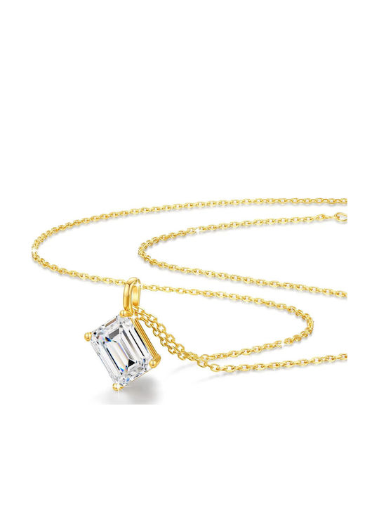 By Queen Luxury Jewelry Χρυσό Κολιέ 14κ Emerald-cut Μοϊσανίτη