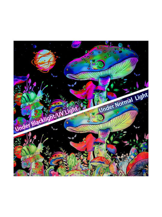 FRIPIA Wandbehang Handgefertigte Bunte Pilze & Fantasy Wald UV Mehrfarbig aus Stoff 150x130cm