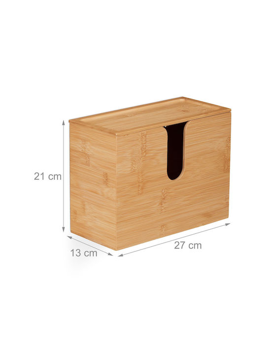 Relaxdays Suport Pentru Prosoape De Hârtie Din Lemn Bej 27x13x21cm 10045315