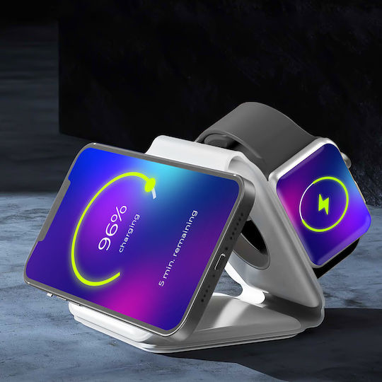 Încărcător pentru iPhone și Apple Watch Alb