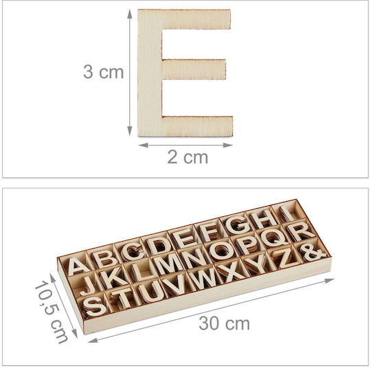 Relaxdays Set Litere Din Lemn 324 Buc Bej 2.5x30x10.5 Cm