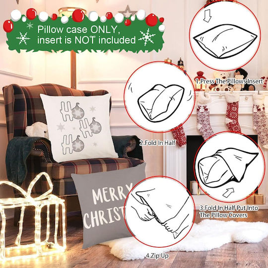 Weihnachtsdekorative Kissenbezüge Set 4 Stück 45x45 cm