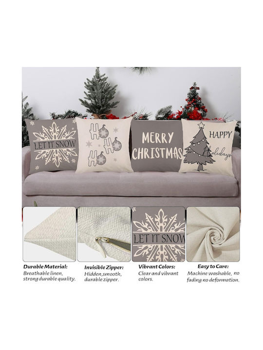 Set 4 Christmas Decorative Pillowcases 40x40 Cm