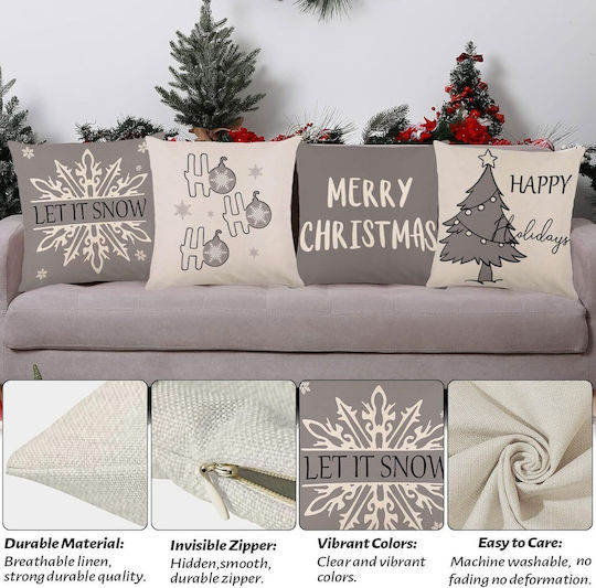 Set 4 Fețe De Pernă Decorative De Crăciun 40x40 Cm