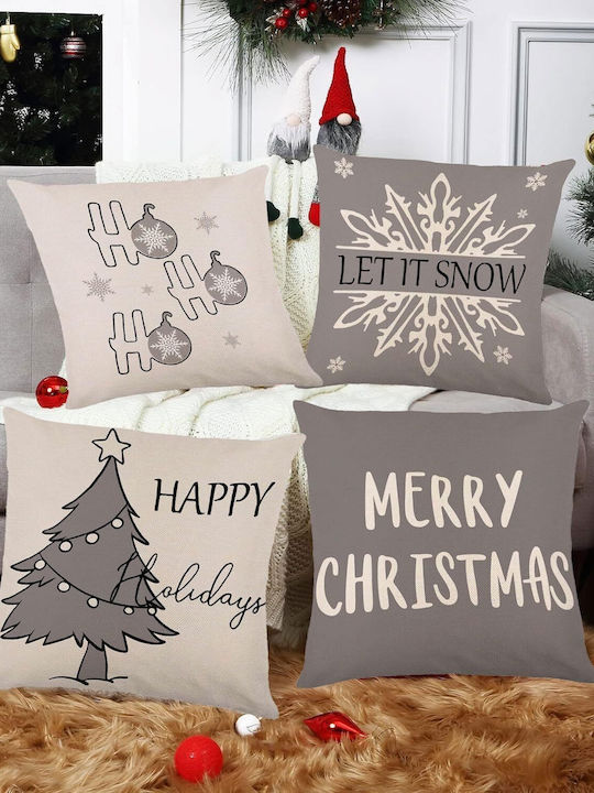 Set 4 Christmas Decorative Pillowcases 40x40 Cm