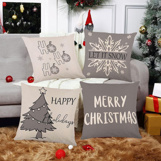 Weihnachtsdekorative Kissenbezüge Set 4 Stück 40x40 cm