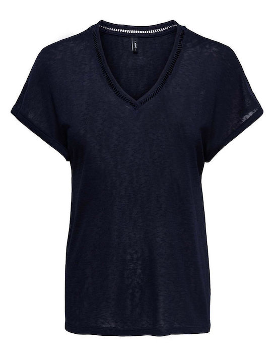Women's Blouse Short Sleeve Blue