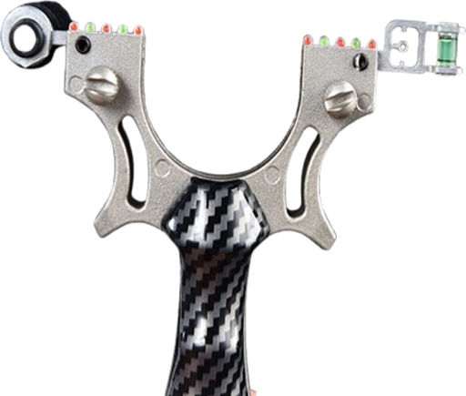 Praștie Profesională 3 Benzi Depox Mâner Imitatie Carbon 12 Cm