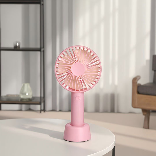 Ventilator Portabil De Mână Usb Roz Cu Suport 3 Setări Viteză Reîncărcabil Prin Cablu Usb Roz