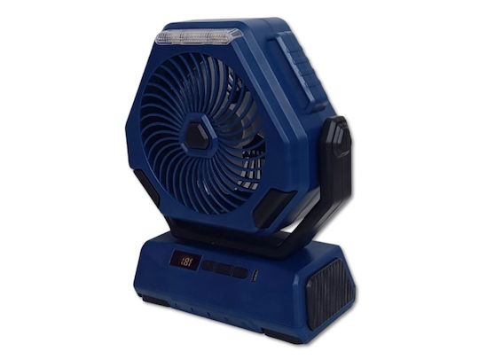 Ventilator Portabil Lanternă Led Afișaj Digital Usb Reîncărcabil Ideal Camping Pescuit Albastru Negru