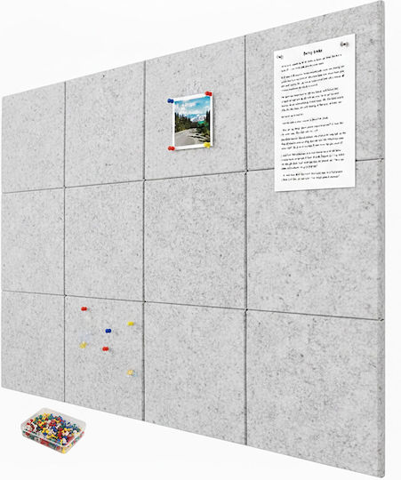 Relaxdays 12x Selbstklebende Filz-Pinnwände Quadratisch Grau 30x0,9x30 Cm