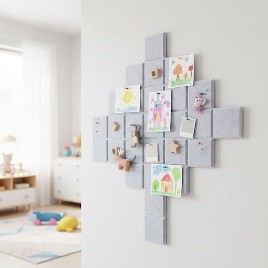 Office Item Holders Relaxdays Set 12 Felt Adhesive Panels Gray 30x30cm