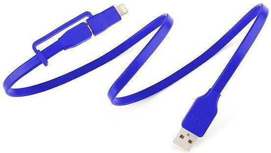Tylt Flyp-duo Data Cable Lightning Microusb 1m Reversible Usb Blue
