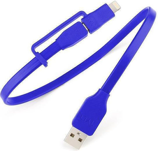 Tylt Flyp-duo Data Cable Lightning Microusb 1m Reversible Usb Blue