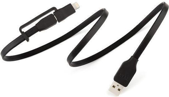 Tylt Flyp-duo Data Cable Lightning Microusb 0.3m Reversible Usb Black