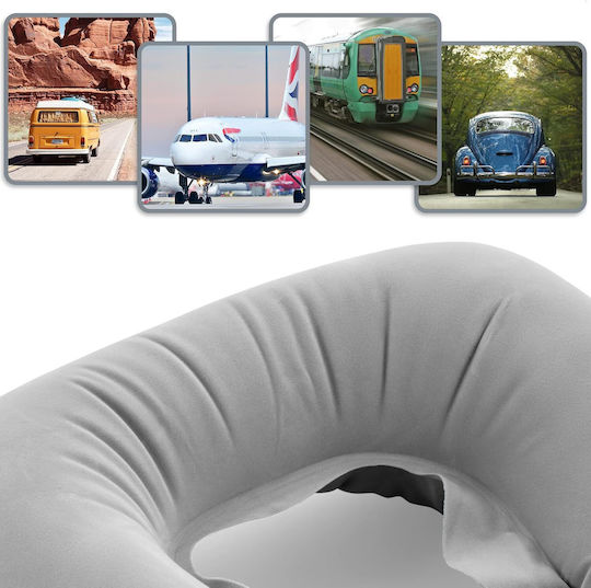 Inflatable Възглавница За Пътуване Кадифена Сива